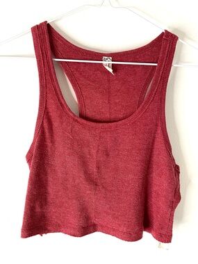 Intimately By Free People Ribbed Crop Tank Red Scoop Neck Racerback Stretch